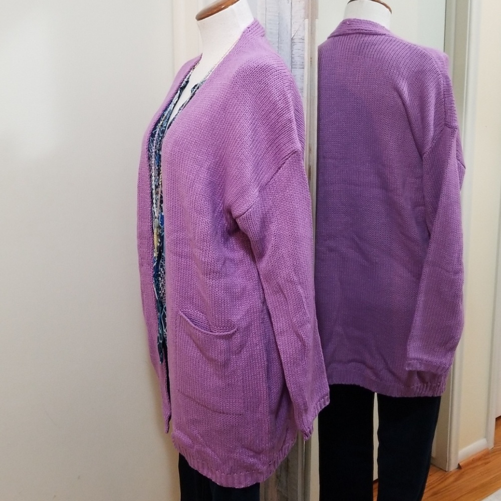 SHEIN Lilac Purple Open Cardi Knit Sweater S - Picture 7 of 8